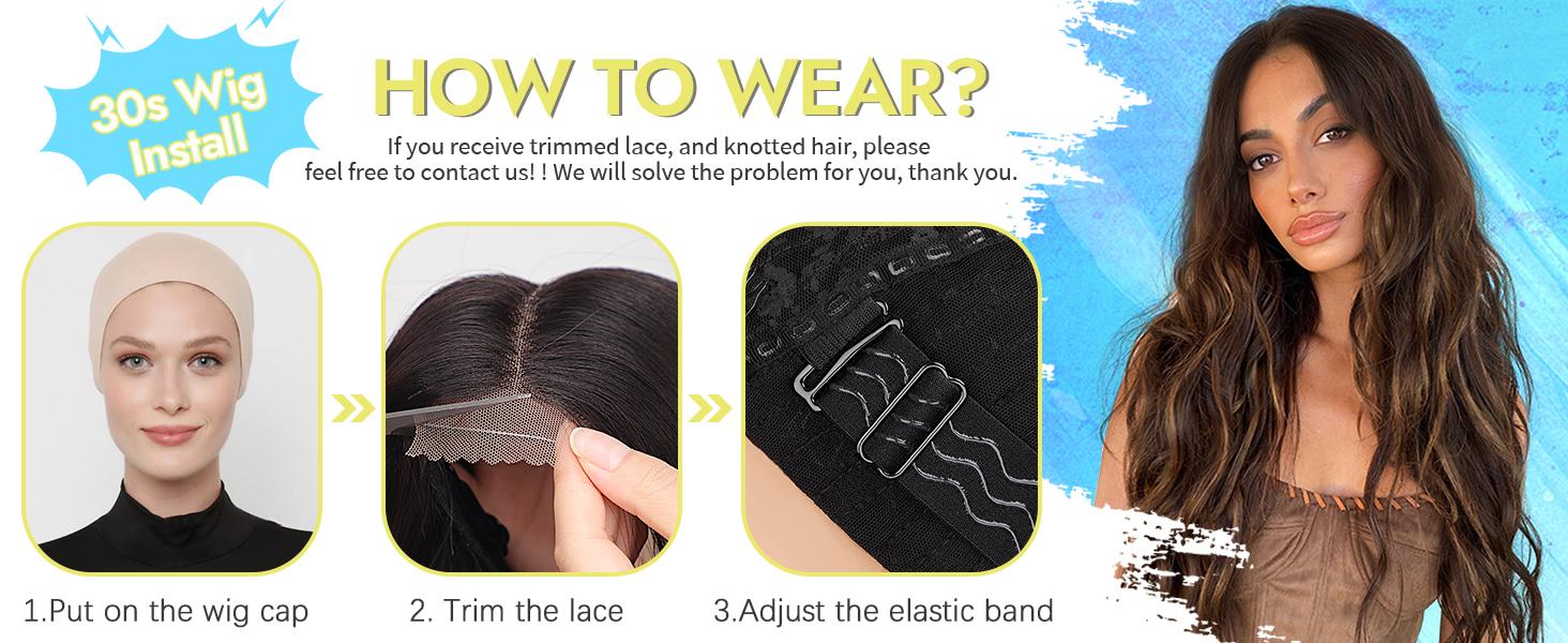 AISI HAIR Long Wavy Lace Hairline Wig for Women 26 Inch Middle Part Synthetic Heat Resistant Wig for Daily Party