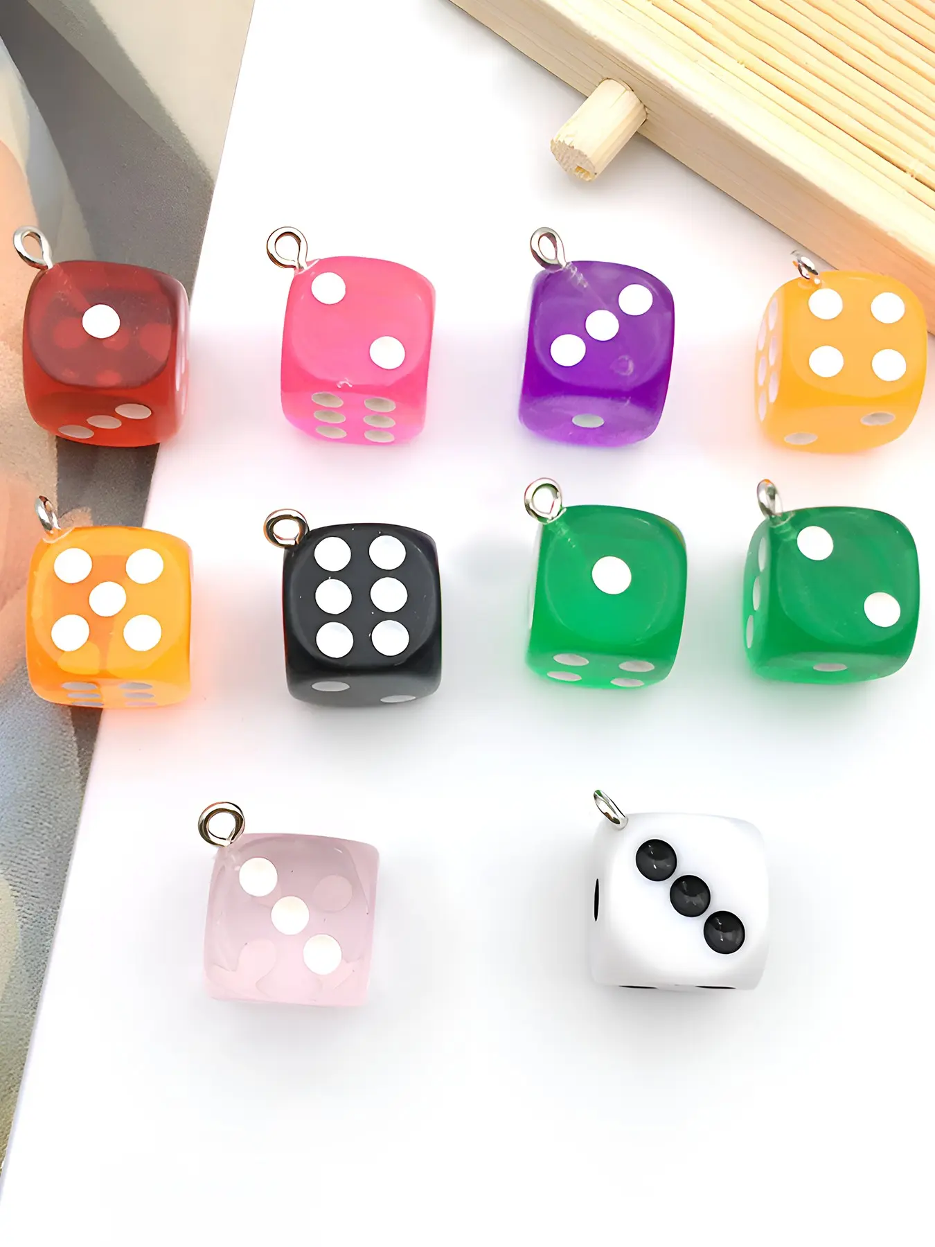 10pcs Mix Color Transparent Resin Dice Charms, DIY Necklace Earring Bracelet Keychain Jewelry Making Findings, Diy Jewelry Accessories, Craft Supplies, Diy With Charms