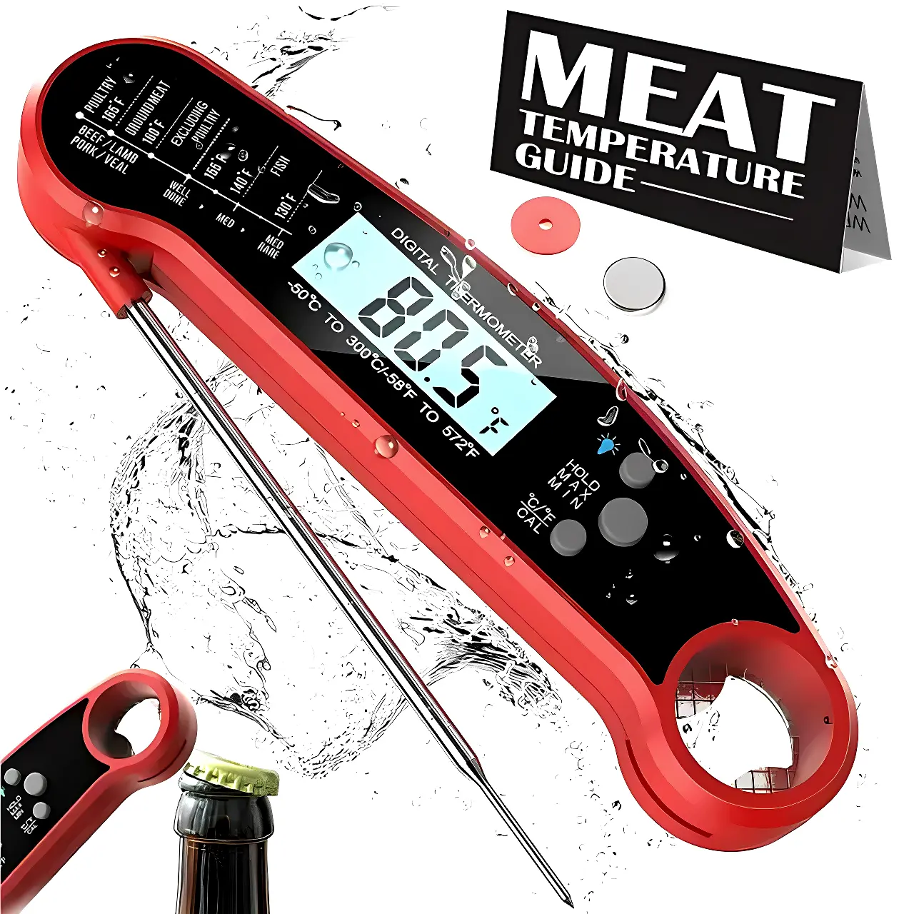Meat Thermometer Digital for Grilling and Cooking - Waterproof Ultra Fast instant read