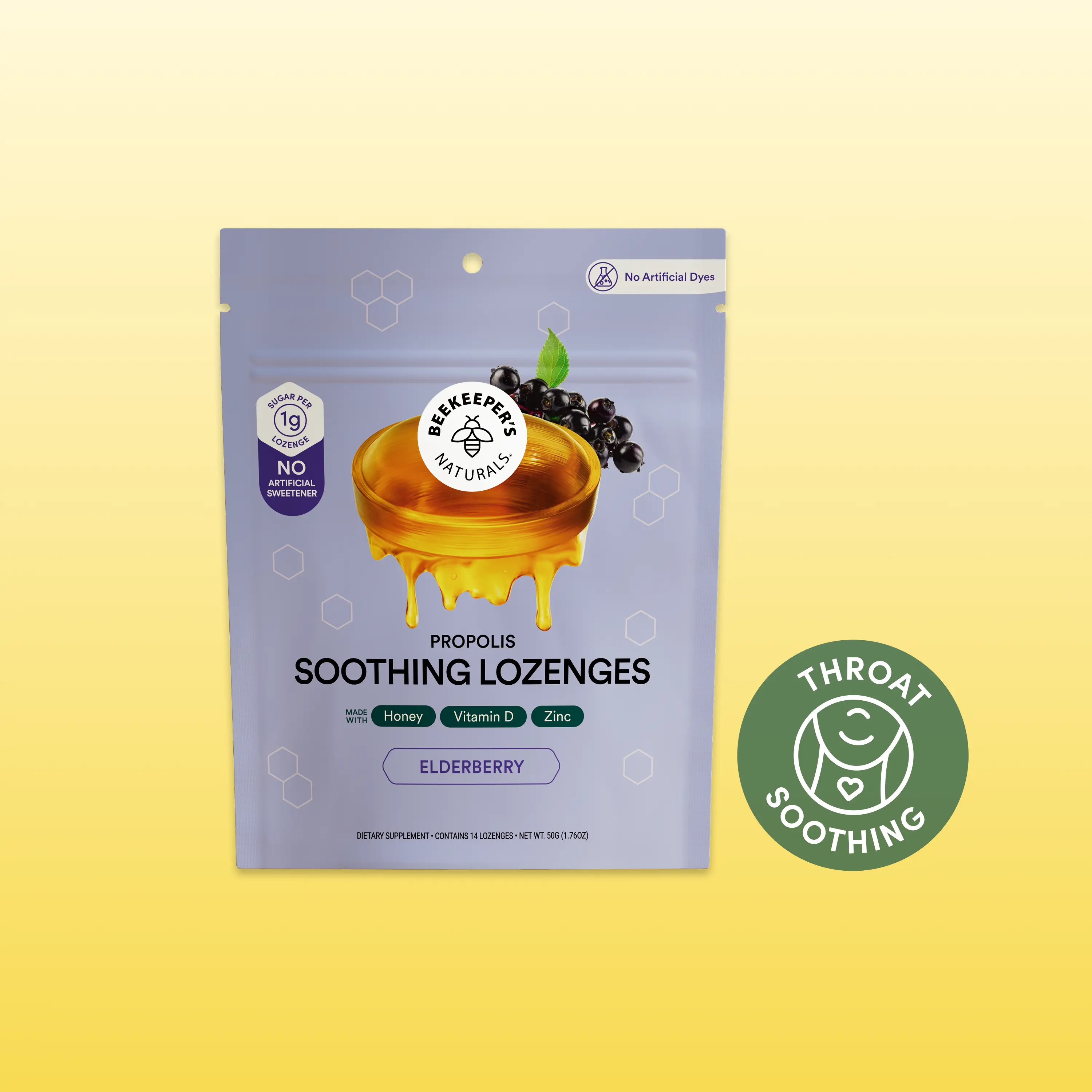 Elderberry Soothing Lozenges with Honey, Vitamin D, + Zinc