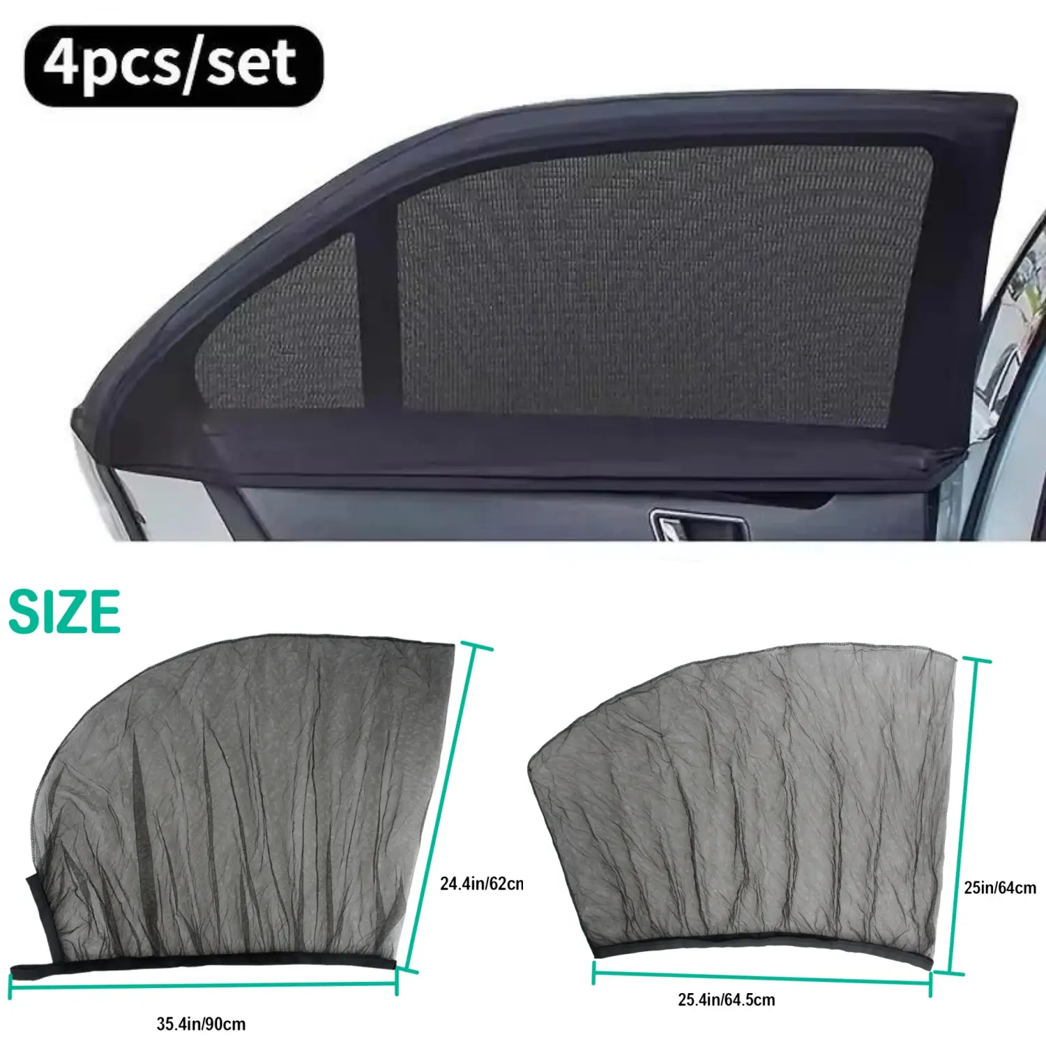4PCS Car Window Shades for Side Window - Auto Accessories, UV Protective Sunshade, Privacy Mesh Screen, Anti-Insect Curtain, Full Coverage, Compatible with Most Cars, for Safe Driving, Camping, Accessories For Car