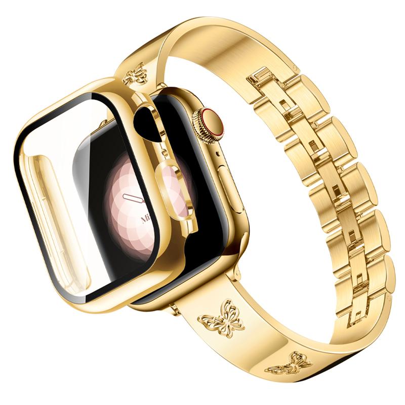 Missair Luxury Band & PC Cover Case Solid Compatible with Apple Watch 40/41/42/44/45/46/49mm Adjustable Straps Protective Wearable Accessories Elegant Gift Choice