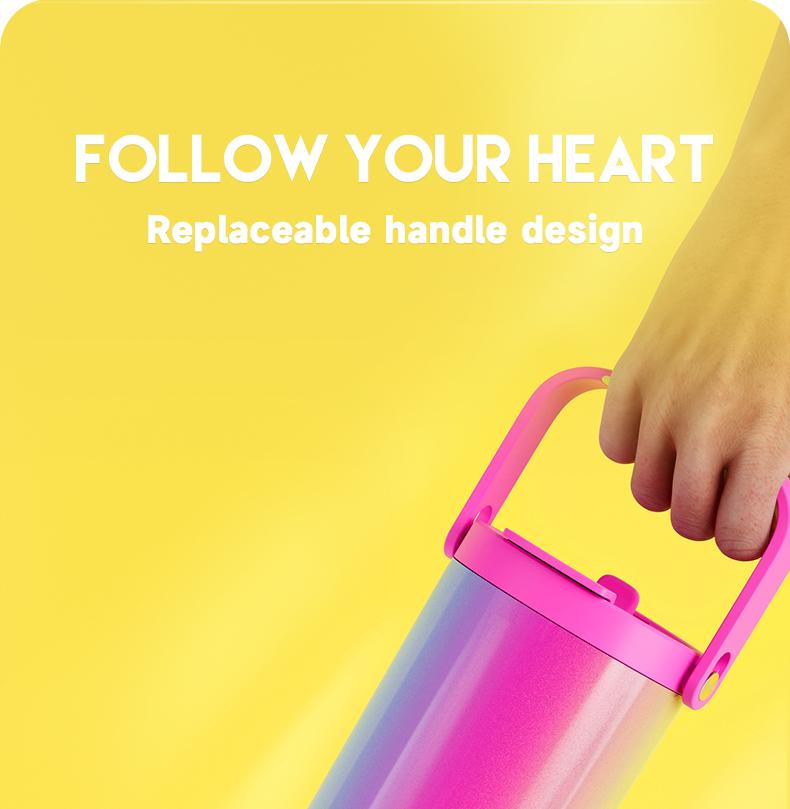 MEOKY Christmas 40oz Car Insulated Mug, Reusable Large Capacity Insulated Mug, 24 Cold Keeping, Leakproof Tumbler , Replaceable Handle, Includes Braided Handle,Valentine's Day gift