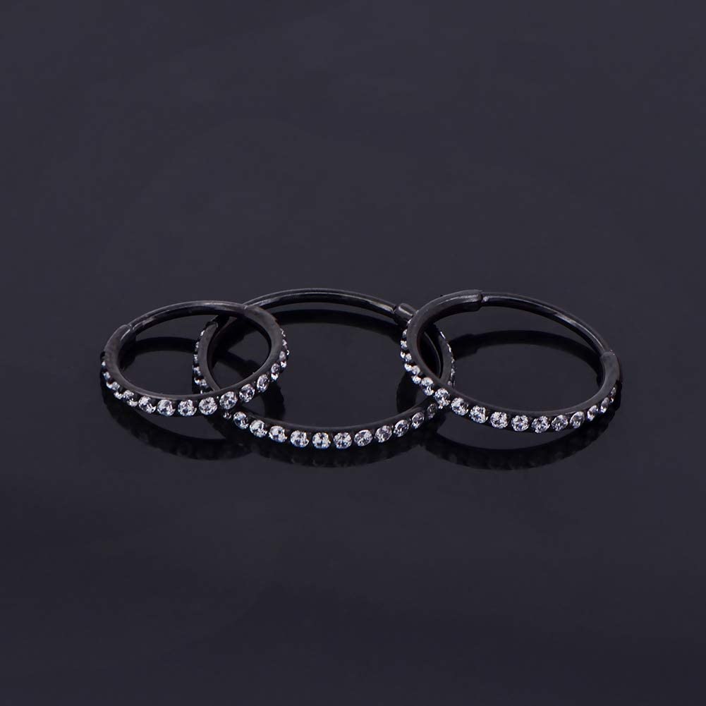 Oufer Christmas 20G AAA+ Grade CZ Hinged Nose Nostril Piercing Hoop Ring Conch Helix Lobe Tragus Rook Hoop Cartilage Ring  Inner Diameter 5mm 6mm 7mm 8mm 9mm 10mm 11mm 12mm in Black Purple Pink Green Blue