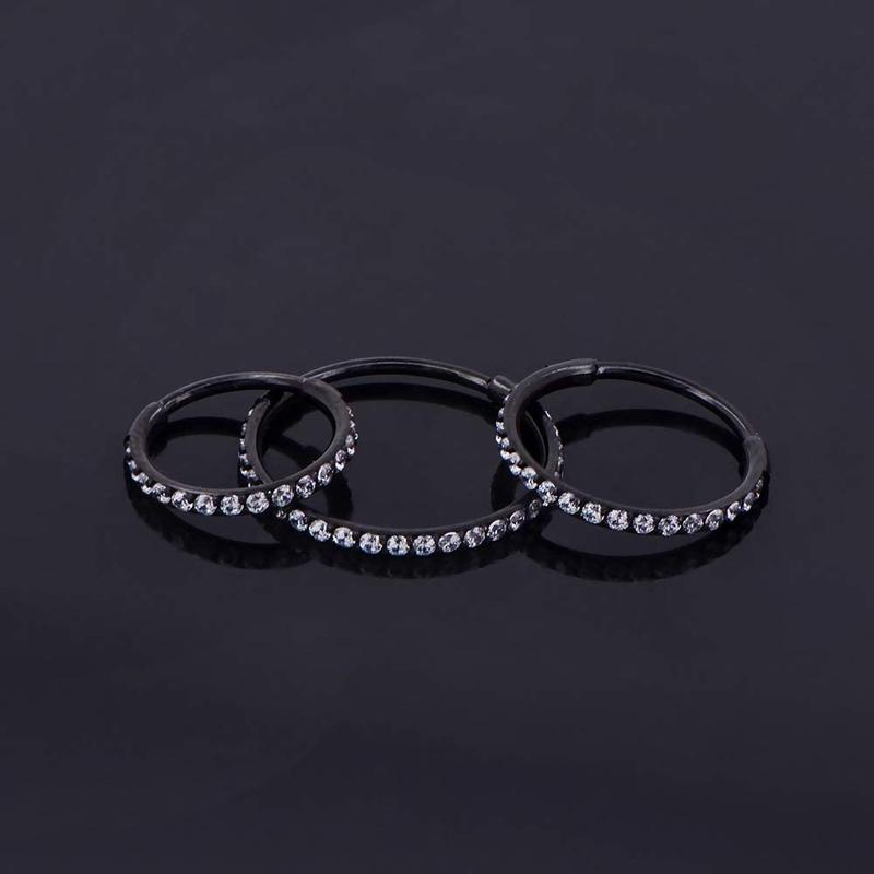 OUFER 20G Micro Gem CZ Hinged Nose Nostril Piercing Hoop Ring 316L Stainless Steel Body Jewelry Black Purple Pink Green Blue Inner Diameter 5mm-12mm Artificial Zircon