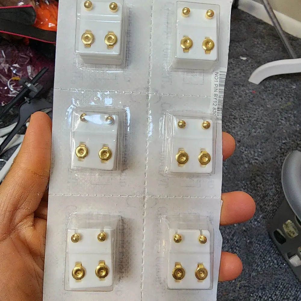 Study Earrings - Gold-Tone Studs in White Packaging, Perfect for Everyday Wear