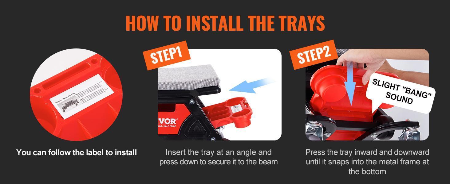 VEVOR Mechanics Stool, 300 LBS Capacity Rolling Mechanic Seat with 4" Wheels, with Three Slide Out Tool Trays and Drawer, Heavy Duty Roller Creeper Seat for Home Garage DIY Automotive VEVOR Mechanics Stool, 300 LBS Capacity Rolling Mechanic Seat with 4" Wheels, with Three Slide Out Tool Trays and Drawer, Heavy Duty Roller Creeper Seat for Home Garage DIY Automotive