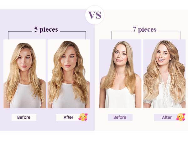 LaaVoo Clip in Hair Extensions Real Human Hair Double Weft Clip in Extensions 7 Counts TikTokShopHolidayHaul