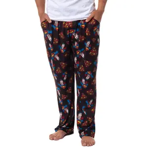 DC Comics Mens' Distressed Classic Superman All Over Pajama Sleep Pants