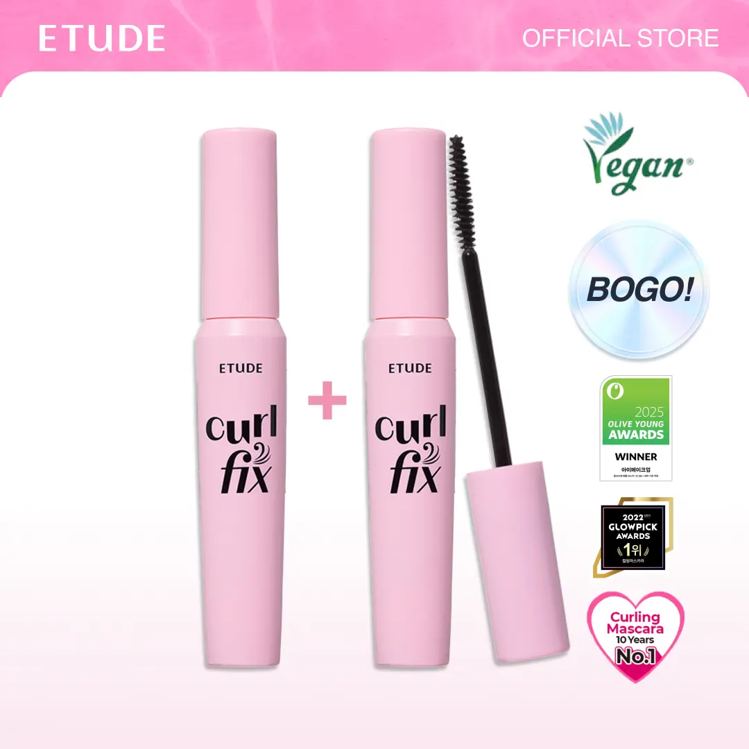 [ETUDE Official]  Kpop Idol Lash Mascara | Curl Fix Mascara BOGO | Buy 1 Get 1 Free | Waterproof Mascara DUO | #01 BLACK & #04 Volume | 24H Smudge Proof Curl | Volumizing & Lengthening | Summer Makeup | Hell Mascara | Summersale