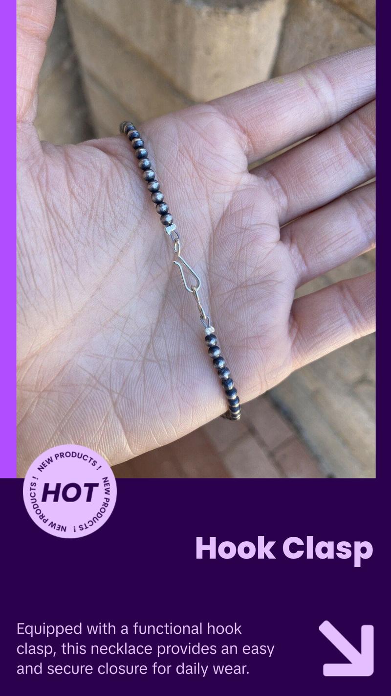 3mm Sterling Silver Navajo Pearl Style Beaded Necklace