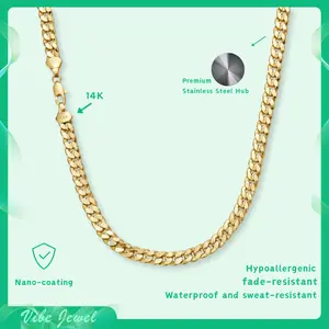 Chunky Curb Stamped Chain Necklace 14K Gold Plated – 6mm 10mm Textured Gold Chain for Women Men Layering Jewelry 20-24 Inch Anti-Tarnish