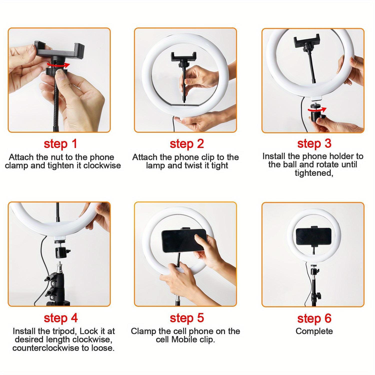 10"Ring Light with Stand,Video Light Tripod for Phone ,with 43.3"Tripod/2 Phone Clips/1 USB Ports,2600K-6500K Color Temperature,for Barber Makeup Tattoo TikTok Video Recording Vlog#springbreak