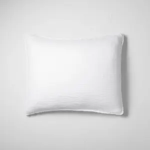 Casaluna Pillow Sham Cotton Chambray OEKO-TEX Bohemian Fringed, White, King