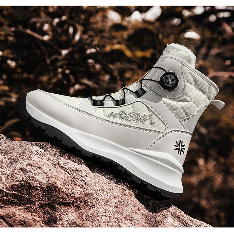 Men's Letter Print Contrast Faux Fur Snow Boots, CasualWaterproof Non-slip Ankle Boots for Outdoor Sports,Warm Shoes for Men