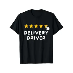 Casual Unisex Delivery Driver TShirt Featuring Star Rating and Thumbs Up Graphic Perfect for Food Couriers