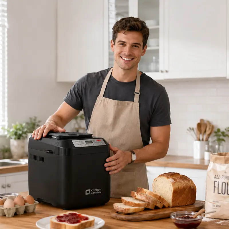 Kitchen in the box Bread Maker Machine, 12-in-1 Automatic Bread Maker with Auto Fruit Nut Dispenser, 2 LB Large Capacity, Gluten-Free, 13H Delay Timer, 1H Keep Warm, 3 Crust Colors