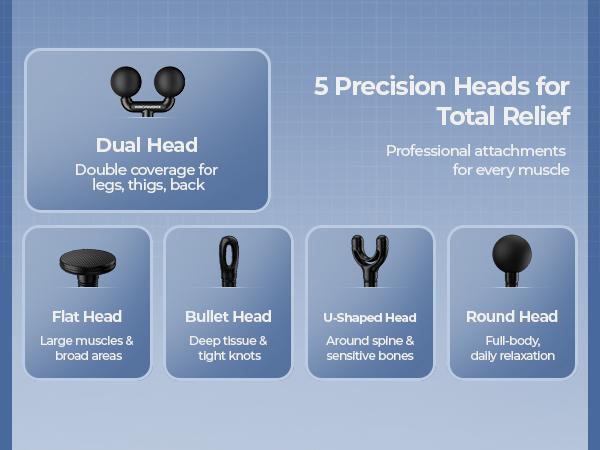 KingPavonini Foldable Massage Gun with Dual-Ball Head, Adjustable Head & Extendable Handle, Handheld Back Massage Gun, Portable Percussion Massager Gun, Gift for Men Women