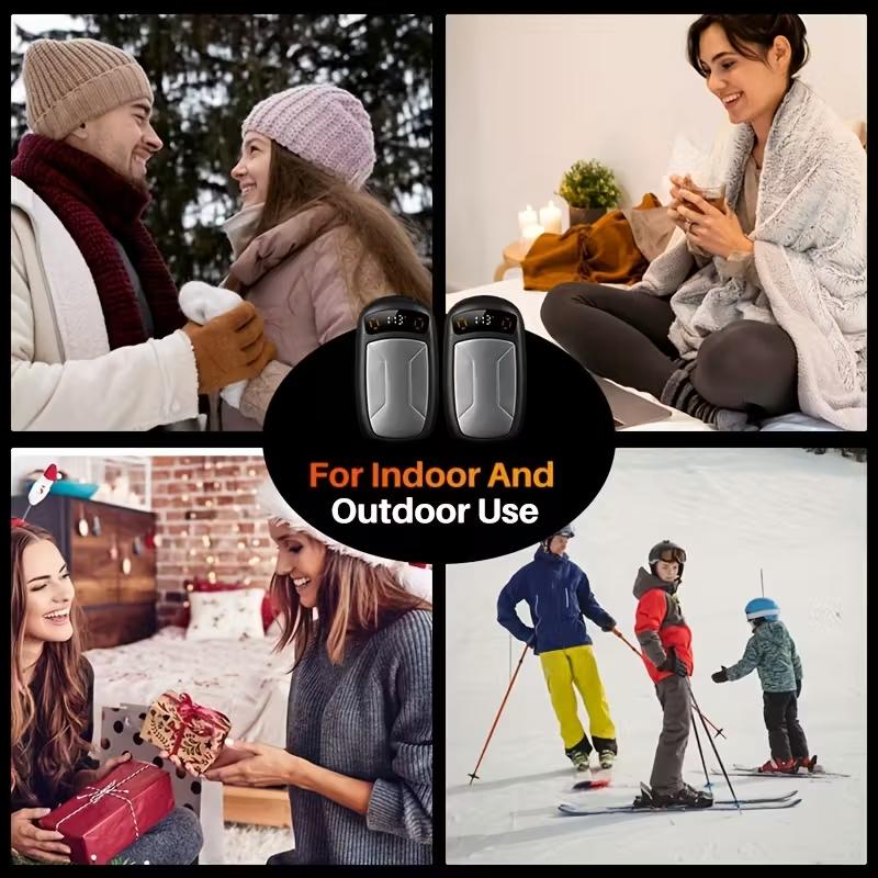 Emergency Rechargeable Hand Warmers with COB Light, 2 Pack Portable Magnetic Electric Hand Warmers, 12hrs Long-Lasting Warmth, Double-Sided Heating, Pocket Size, Outdoor Heater, Winter Gifts for Women & Men