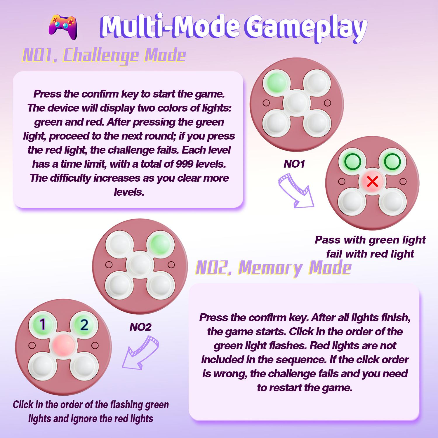 Stress Relief Toys Quick Push Game - One-handed handheld bubble game, fun and portable. Suitable for kids and adults. Holiday and party favors.