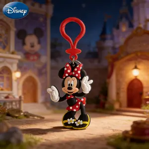 Disney Mickey Keychain 1Pc Officially Licensed Collectible Cute Anime Figure Keyring Backpack Decoration Car key Pendant Desk Ornament PVC Soft Rubber Gift Minnie Mouse