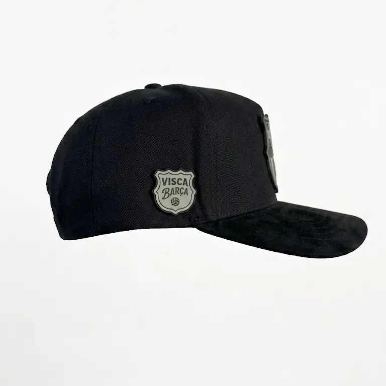 Barca Emblem 5-Panel Plain Black Hat - Adjustable Streetwear Snapback