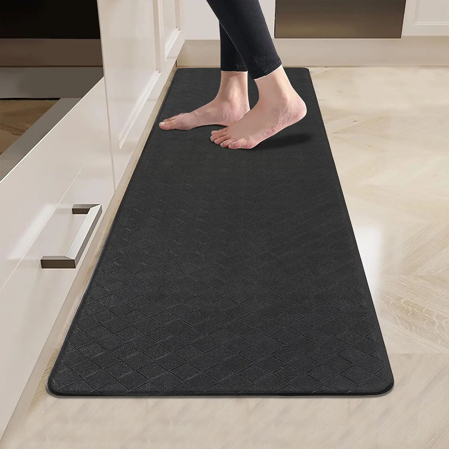 LOKHOM Kitchen Mat Cushioned Anti Fatigue Non Slip Waterproof Floor Mat Ergonomic Comfort Mat for Office Sink Laundry Desk Hand Hooked Doormat