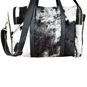 American Darling Duffel Bag, Hair-On Cowhide and Genuine Leather, Large Western Travel Tote, Vegetable-Tanned Full Grain Leather