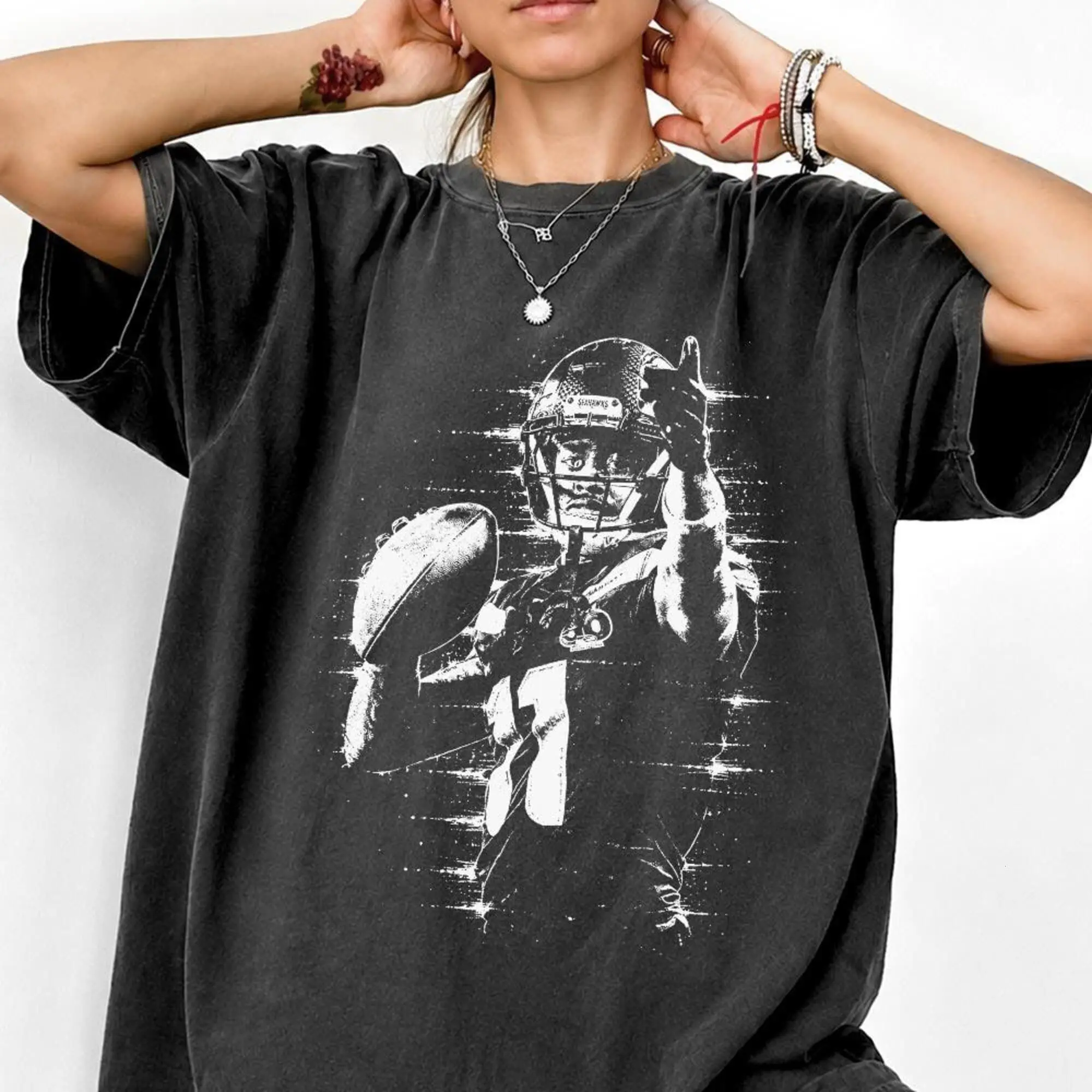 Vintage Jaxon Smith-Njigba Bleached Comfort Colors Shirt Game Day Seattle Football Graphic Tee