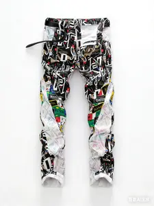 Men's License Plate  Money Print Jeans All Over Print Streetwear Denim US Fashion Slim Fit Pants relaxed jean  Menswear Man Streetwear Pants Trouser Denim Twilight regular fashionable long straight chicago Distressed patchwork baggy jeans for men