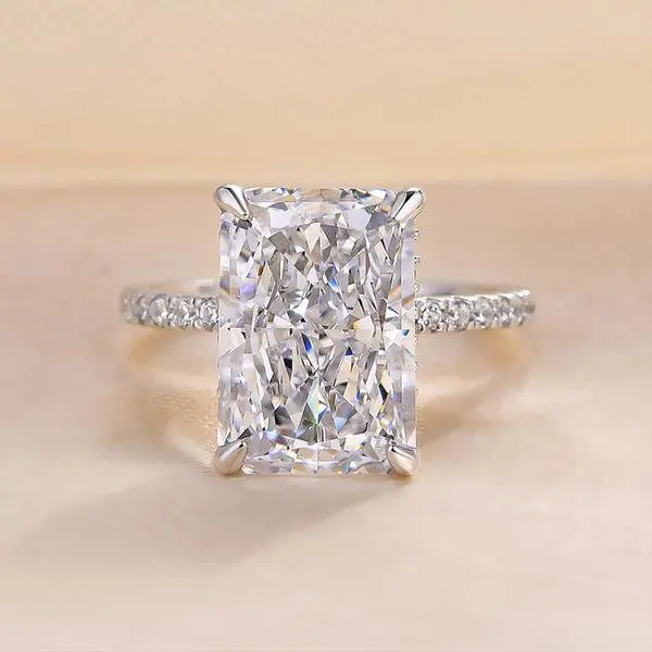 【S2】Radiant Ice Flower Cut Promise 4CT Rings  Engagement Rings Radiant Cut Promise Rings for Her Wedding Bands for Women-Fashion Accessories Jewelry , Luxury ,Perfect Party, Birthday,Valentine's Day, Gift