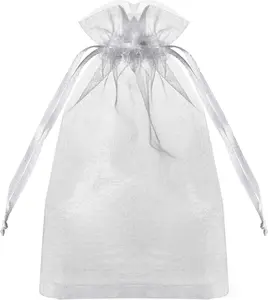 100PCS Premium Sheer Organza Bags, White Wedding Favor Bags with Drawstring, 4X6 Inches Jewelry Gift Bags for Party, Festival, Makeup Favor Bags,Net Gift Bags,Drawstring Goody Bags No Brand