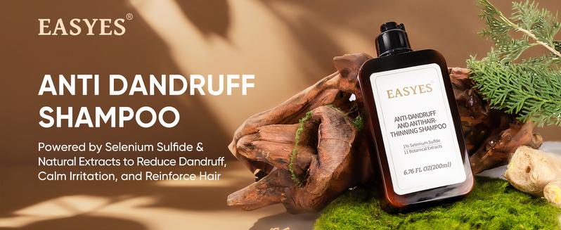 【BQ】EASYES Anti-Dandruff & Hair Thickening Shampoo | 1% Selenium Sulfide + 0.2% Piroctone Olamine | 11 Herbal Actives for 78% Less Flakes & +38% Density in 7 Days | #ScalpCare #HairGrowth