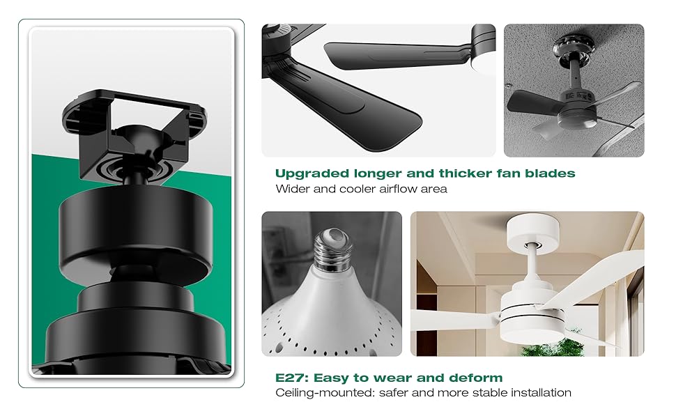 28" Black Small Ceiling Fan with Lights, Remote Control, 3000-6500K Dimmable, Easy to Install, Low Profile Ceiling Fan for Bedroom Kitchen Garage