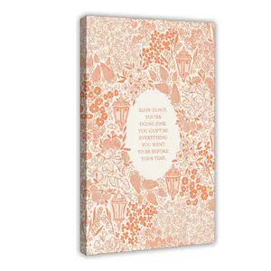 Slow Down You’re Doing Fine Music Poster Vintage Song Lyric Orange Wall Art Retro Positive Quote Motivational Floral Canvas Print Wall Decor Aesthetics for Bedroom Home