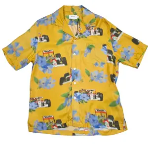 Rhude Loix Silk Shirt Sleeve Button Up Shirt Yellow Multi
