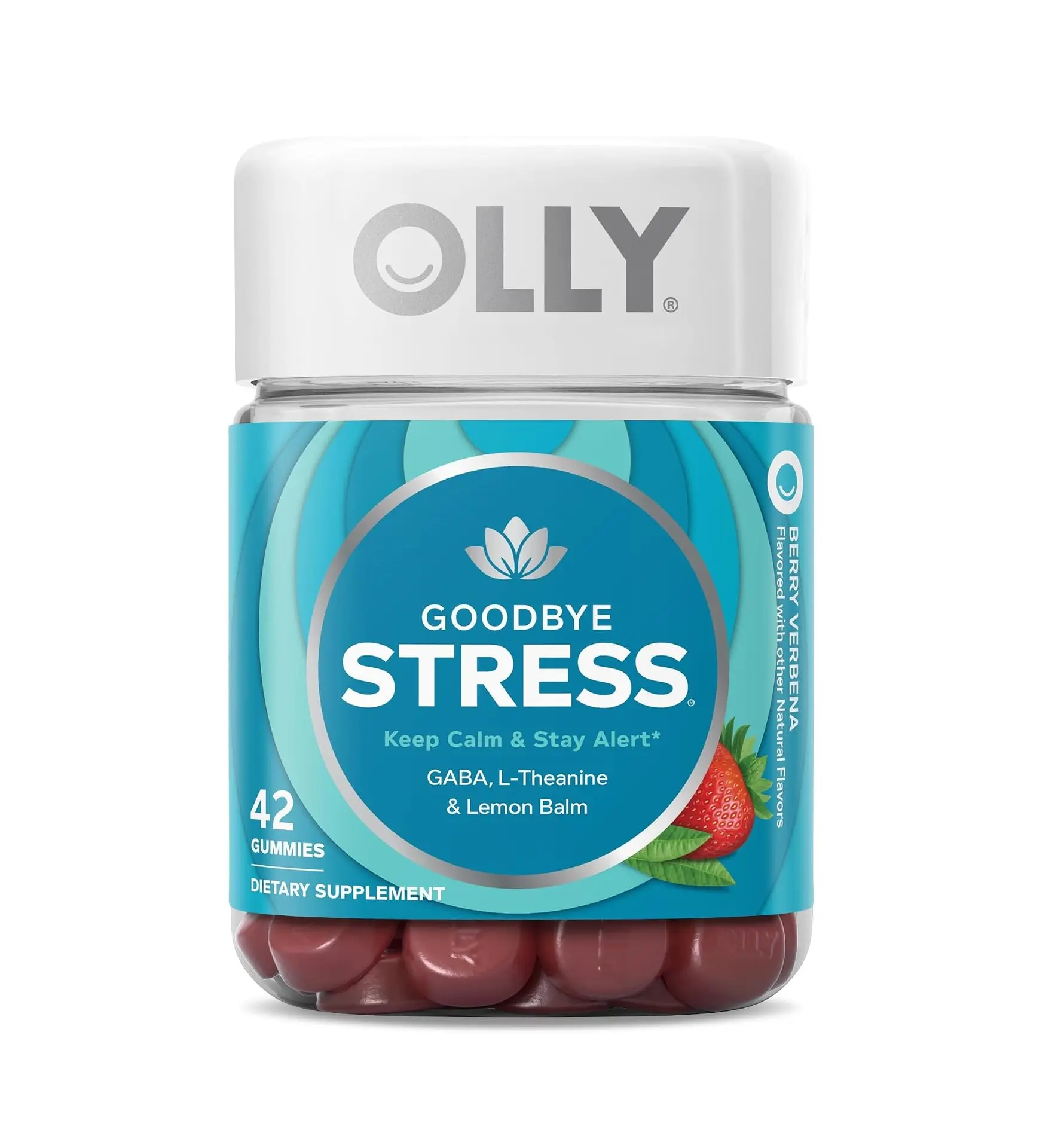 OLLY Goodbye Stress, Stress Support* Supplement, 50mg L-Theanine - 42 Count