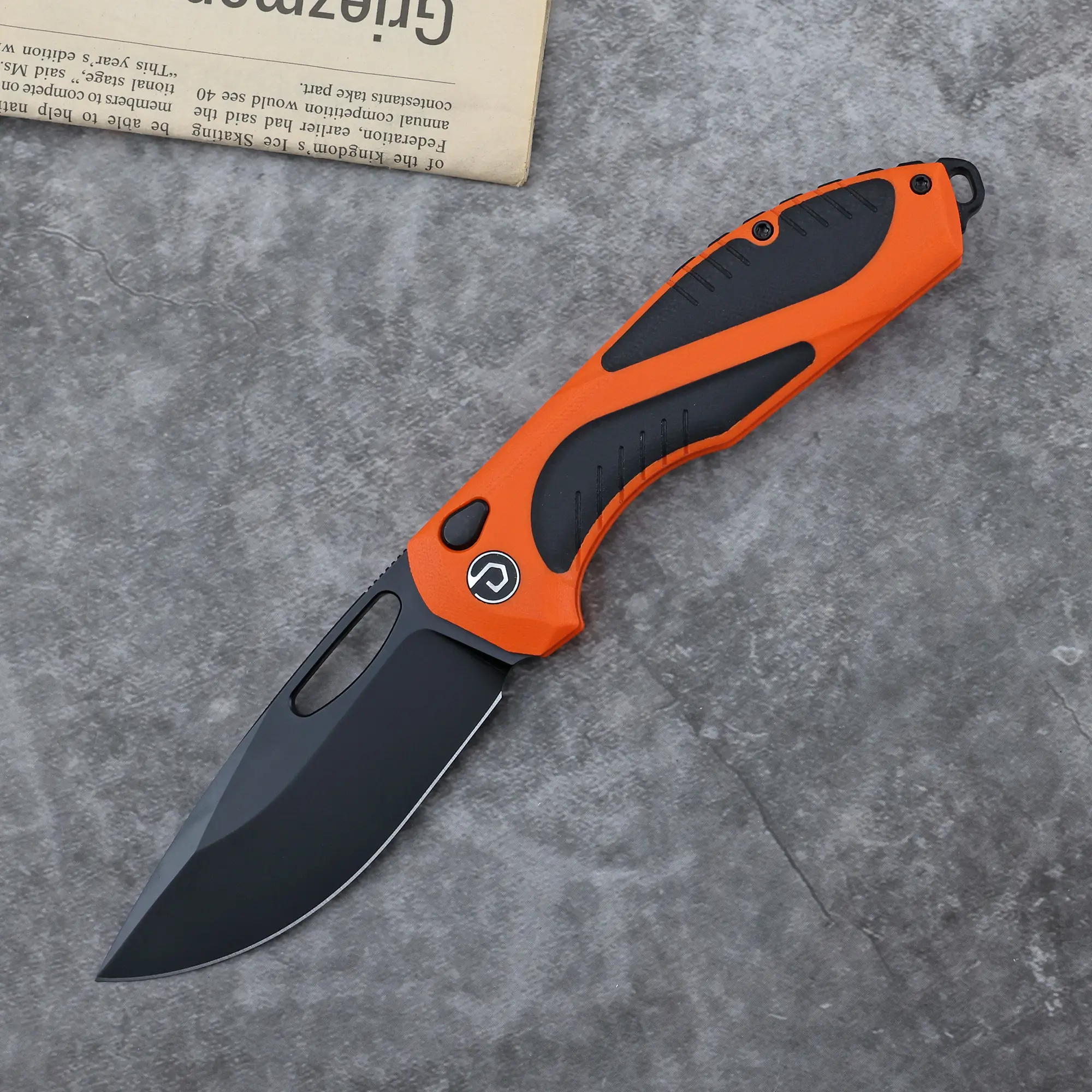 DEFCON Knives BLACK FANG Designer Series Manual Folding Knife - Button Lock, M-Cut Steel Ceracoat Finish Drop Point Blade, Dual-Color G10 Handle, Titanium Pocket Clip, 5.6 oz, Caged Bearings, Ideal for Adults, Whittling, Carving