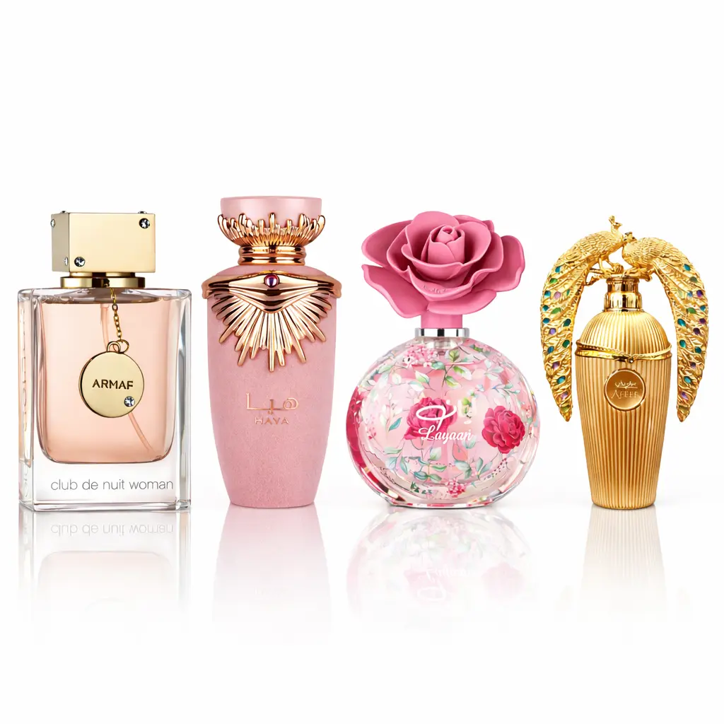 Giftset for Her Armaf CDN 3.6FL.OZ | Lattafa Haya EDP 3.4FL.OZ | Lattafa Afeef EDP 3.4FL.OZ & Lattafa Layaan EDP 2.53FL.OZ