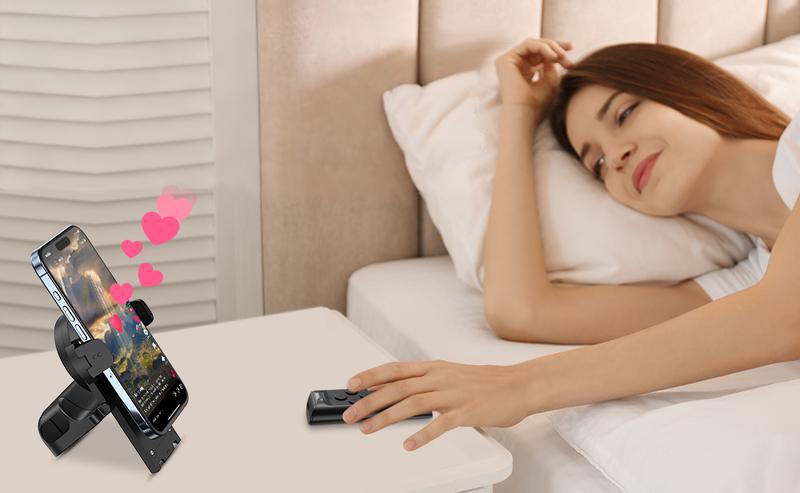 Remote Control for TikTok Scrolling, Wireless Page Turner & Selfie with Smartphone Holder Stand - Camera Video Recording Remote for iPhone, Android, Kindle App Black Cellphone,Upgraded