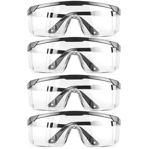 Safety GlassesClear Anti-Fog Goggles Over-Spec Glasses Protective Eye Wear Industrial Approved Wide-Vision（4 PACK）