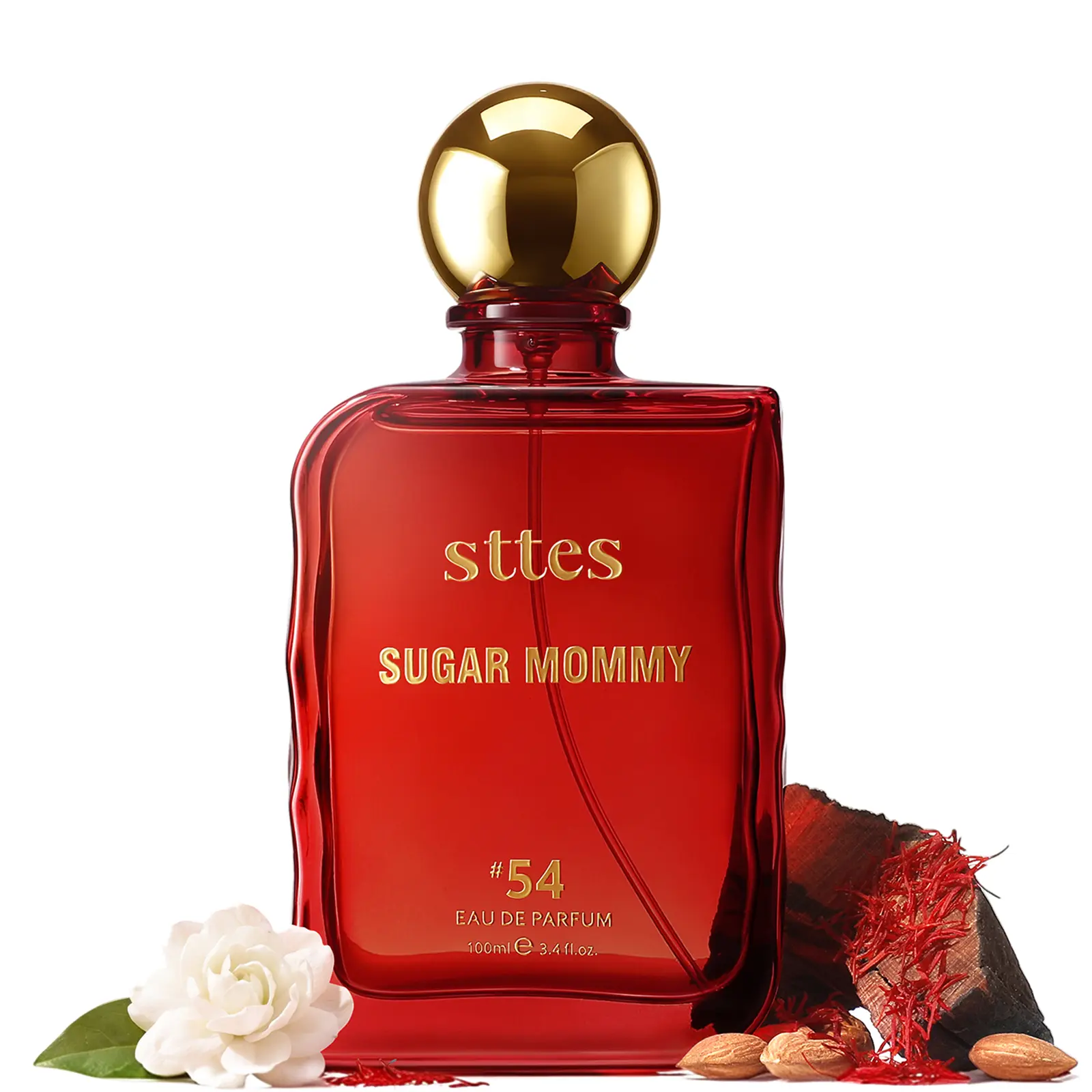 Sttes Sugar Mommy #54 Eau de Parfum for Women - 3.4 Fl Oz/100ml Sweet Gourmand Hit, Long Lasting Women Perfumes with Saffron, Almond, Jasmine, Amberwood Musk, Single Item Fragrance Gift,back to school