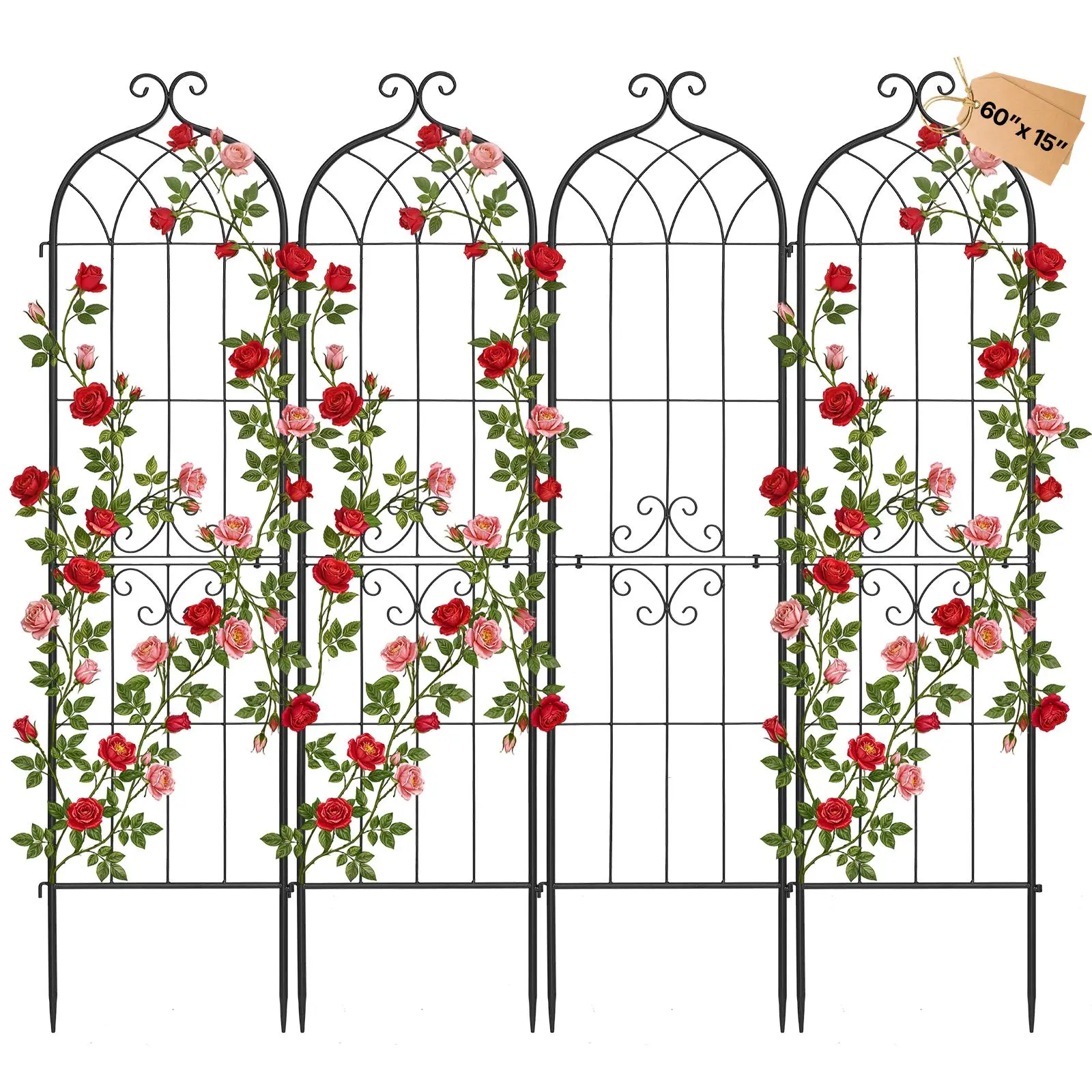 【SummerFinds】VEVOR Elegant Arched Garden Trellis (4 Packs, 60x15 in), Powder-Coated, Easy Assembly Spacesaving Arch, Convenient Locking Design, Climbing Plant Support for Garden Accent Decoration