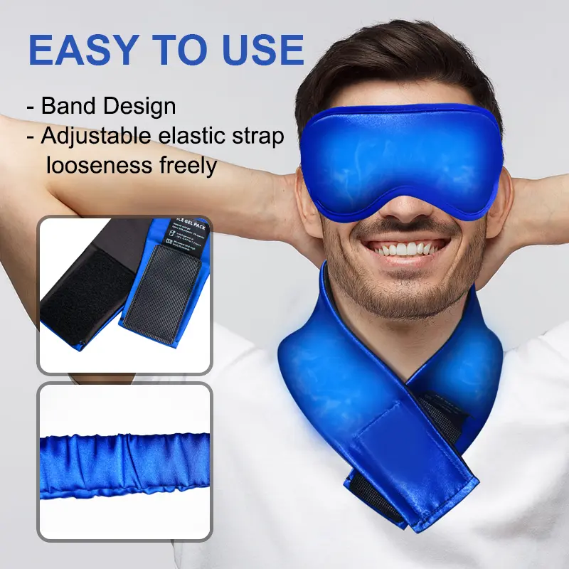 Adjustable Head & Neck Wrap Set for Hot & Cold Therapy - Lightweight, Reusable Gel Ice Compress and Eye Mask for Soothing Migraine Relief, Heat Neck Wrap, Ice Head Wrap