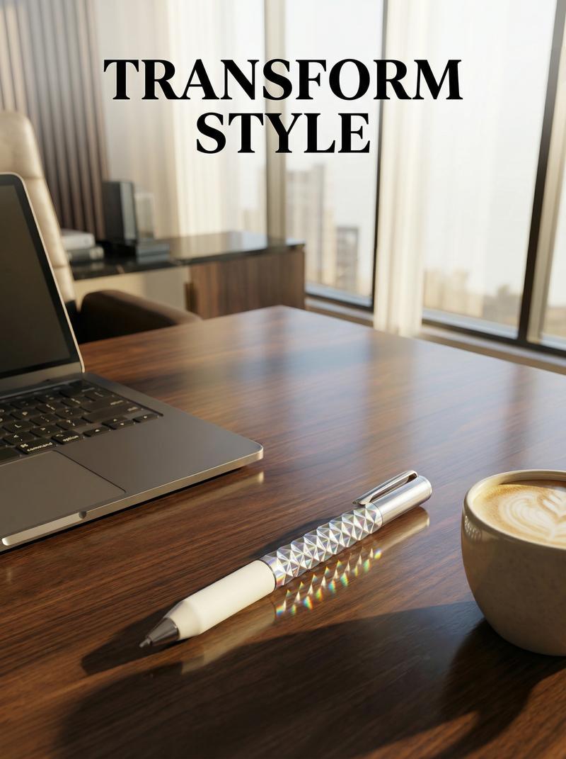 One-Click Deformable Pen, Geometric Shape-Shifting Pen - 6 Pack ( 2 Black, 2 Silver, 2 Gold) | Press to Form Diamond Crinkle Design | Multi-Functional Creative Gift for Writing, Drawing & Stress Relief