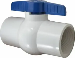 NIBCO 4" PVC Miniature Ball Valve, 1-Piece Standard Port, Inline 1-Way Flow, FNPT x FNPT Ends, Tee Handle, 150 WOG MA0013H