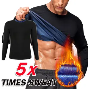 CATTIBOR Menswear Sweat Sauna T-Shirts,Men Sport Vest Long Sleeve Shapewear,Men Breathable Vest Tank Top,Fitness Workout Sports Vest Excerise Waist Trainer Long Sleeve Shirt,GYM Wear,Workout Clothing,Men Underwear