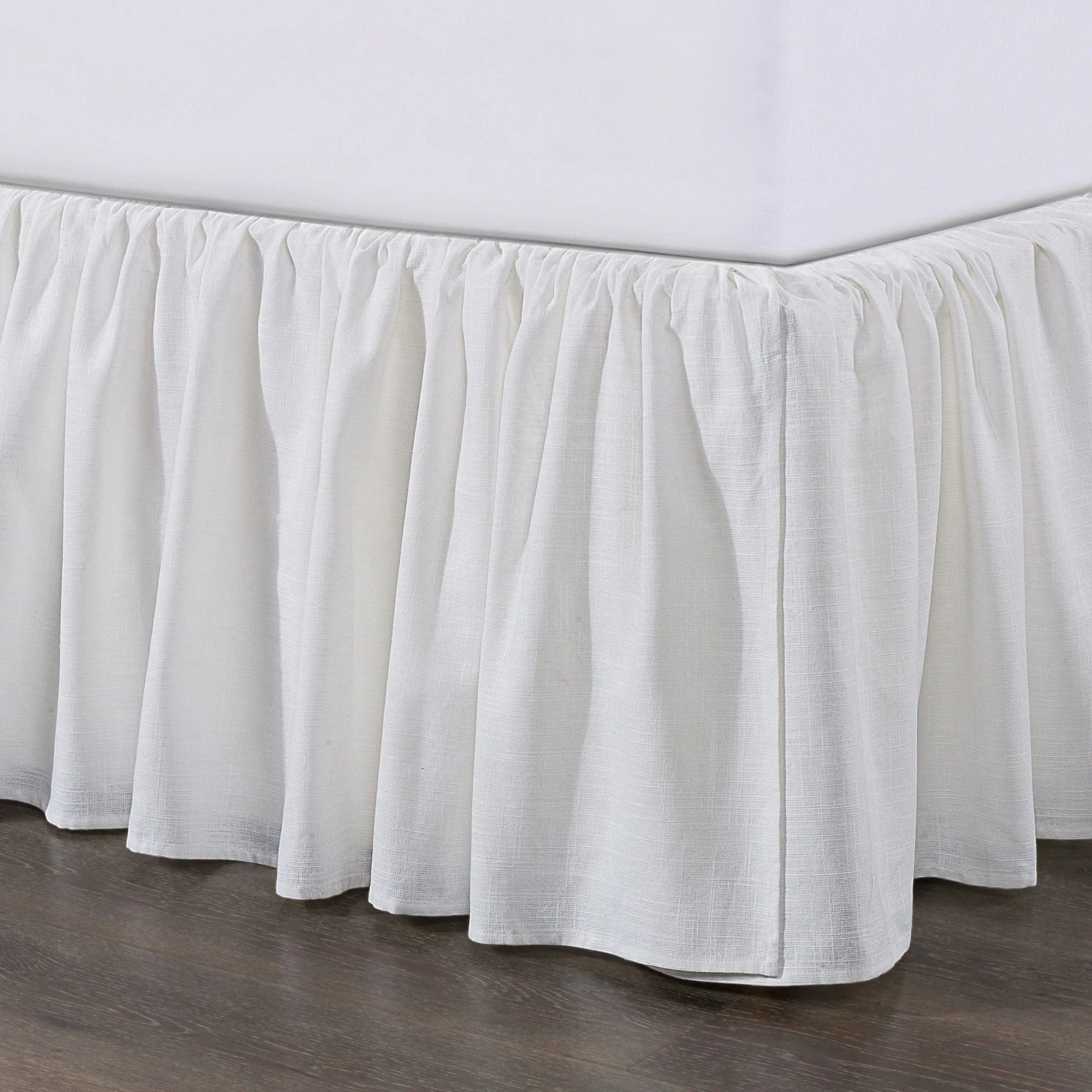 Lily Washed Linen Blend Gathered Bed Skirt