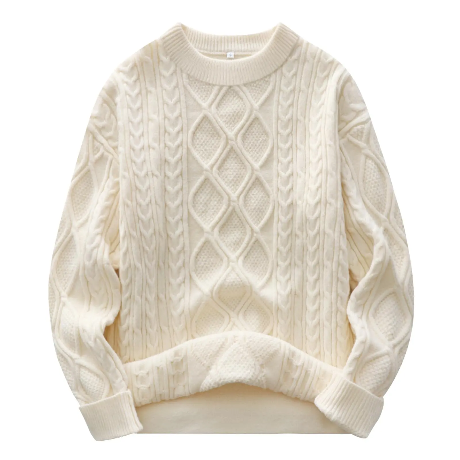 ANRABESS Sweaters for Women Long Sleeve Oversized Crewneck Cable Knit Vintage Heavy Sweater 2026 Fall Trendy Pullover Outfit