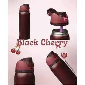 Black Cherry Insulated Stainless Steel Tumbler  24oz / 32oz Vacuum Straw Cup | Kawaii Style Travel Water Bottle